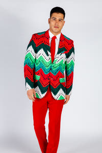 The Dapper Doily Christmas print blazer