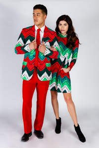 quilted print christmas suit