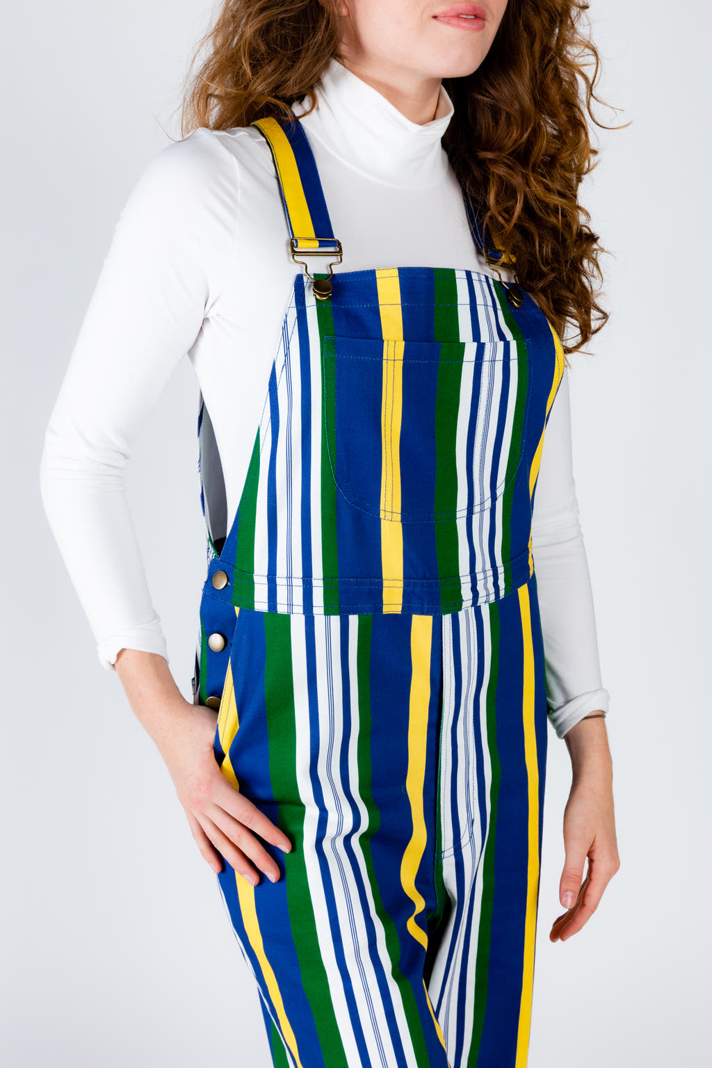 colorful stripe overalls for women
