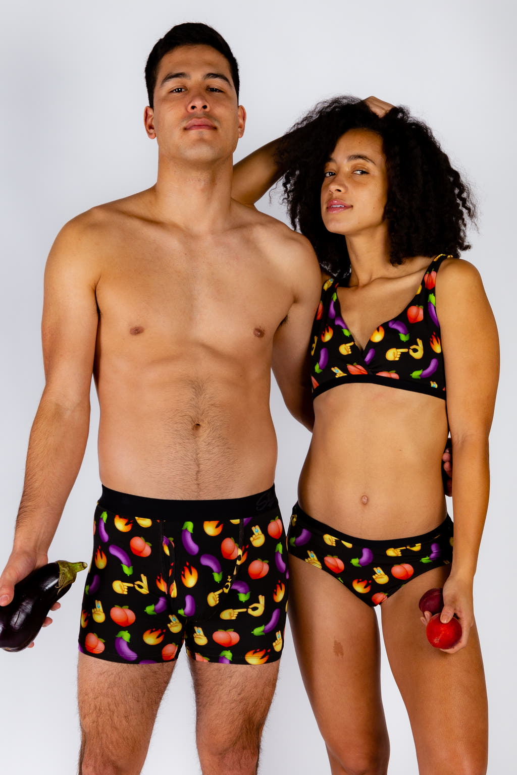 Couples matching emoji underwear