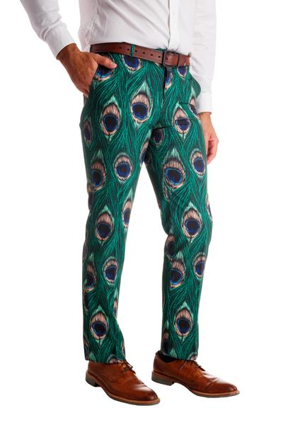 Pants Peacock Print, Plus Size Peacock Pants