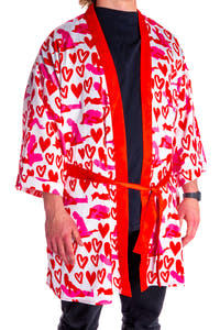 men's red kimono