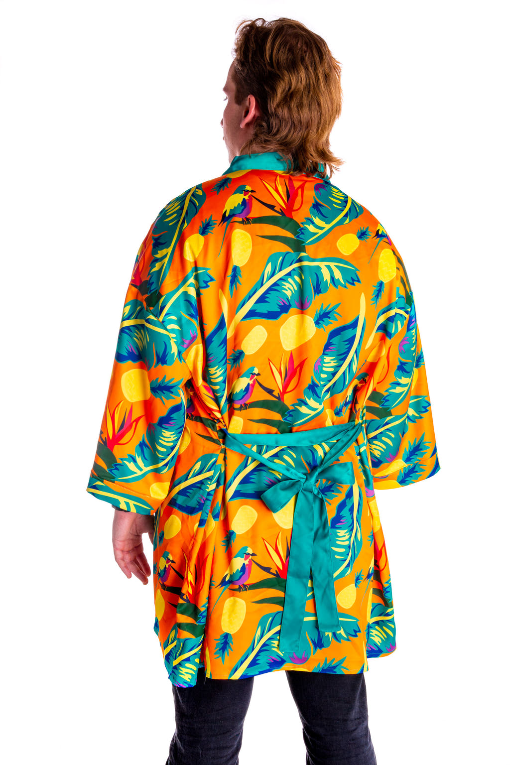 Orange hawaiian kimono for guys 