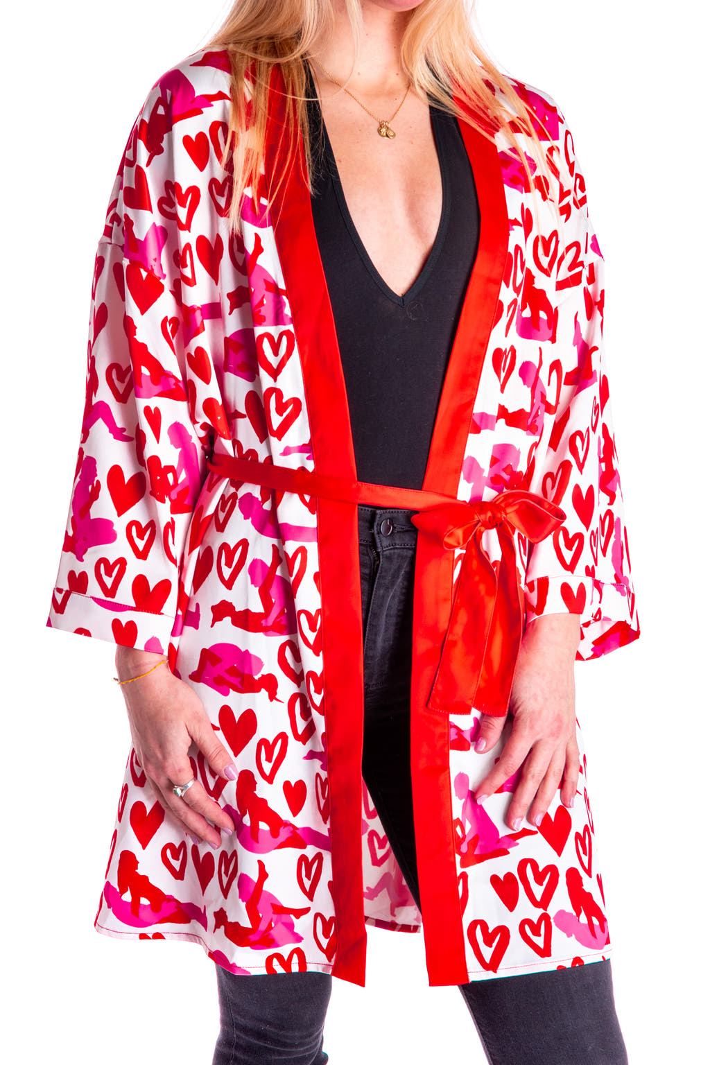 unisex valentine's day kimono