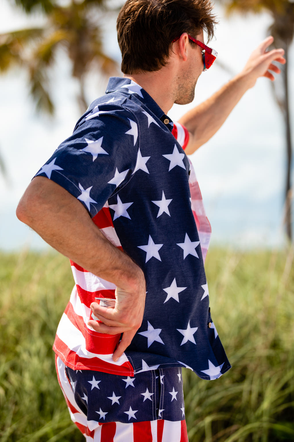 Men's american flag hawaiian shirt 