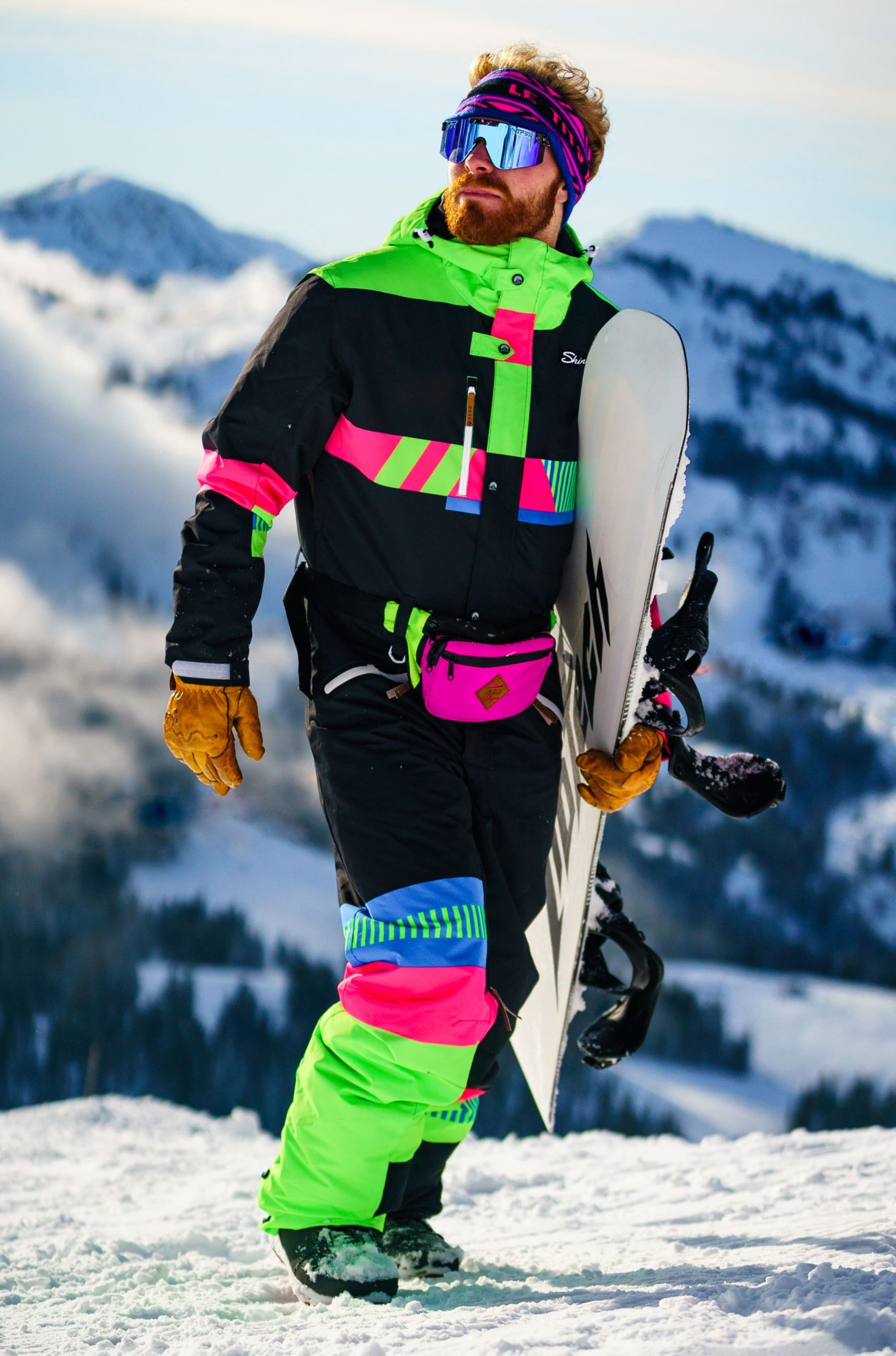 Men's Retro Black Ski Suit