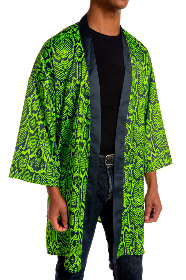 Lime Green Neon Snakeskin Kimono | The Biter
