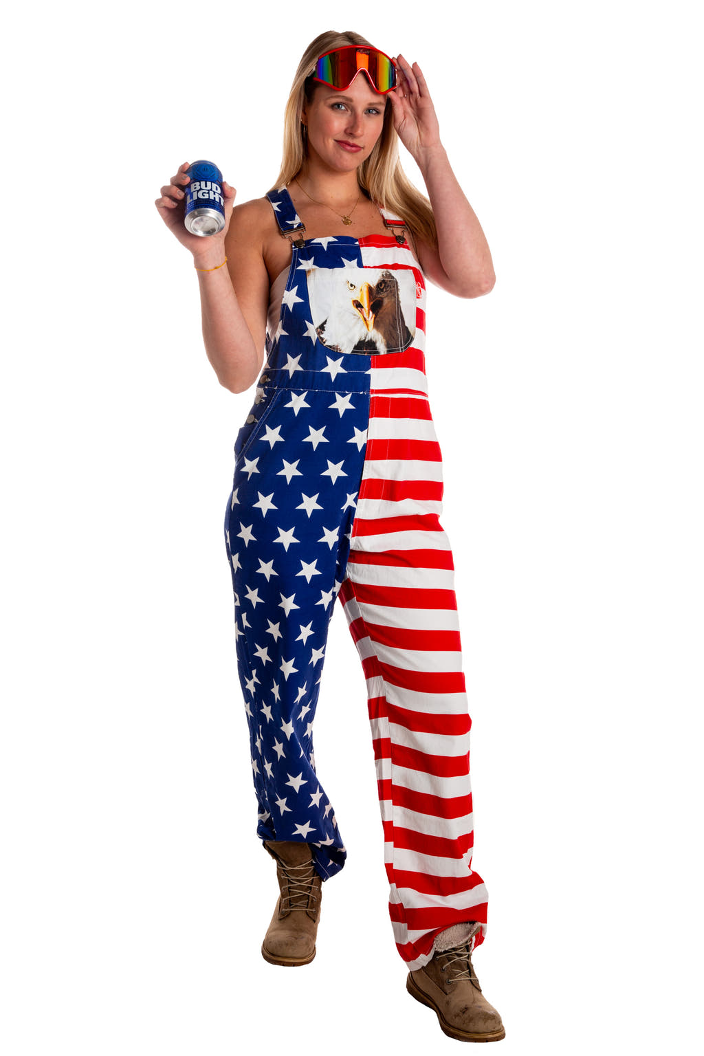 women's american flag overalls