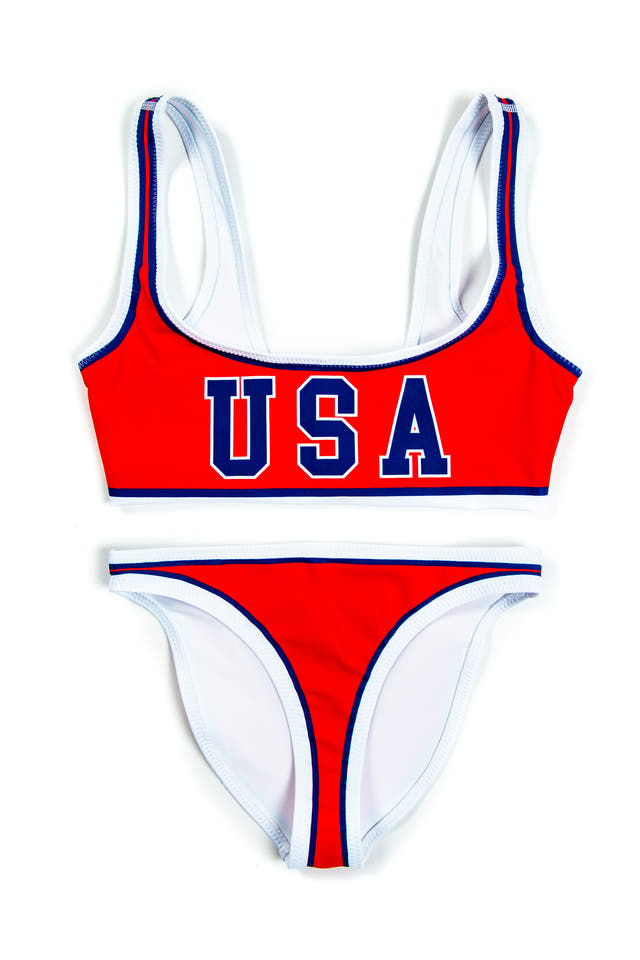 Sporty Red USA Scoop Bikini Top | Block Party Banger Bikini