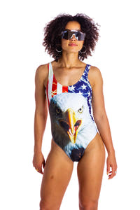 Women's swimwear one piece swimsuit USA theme