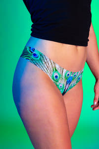 Peacock theme thong underwear for women