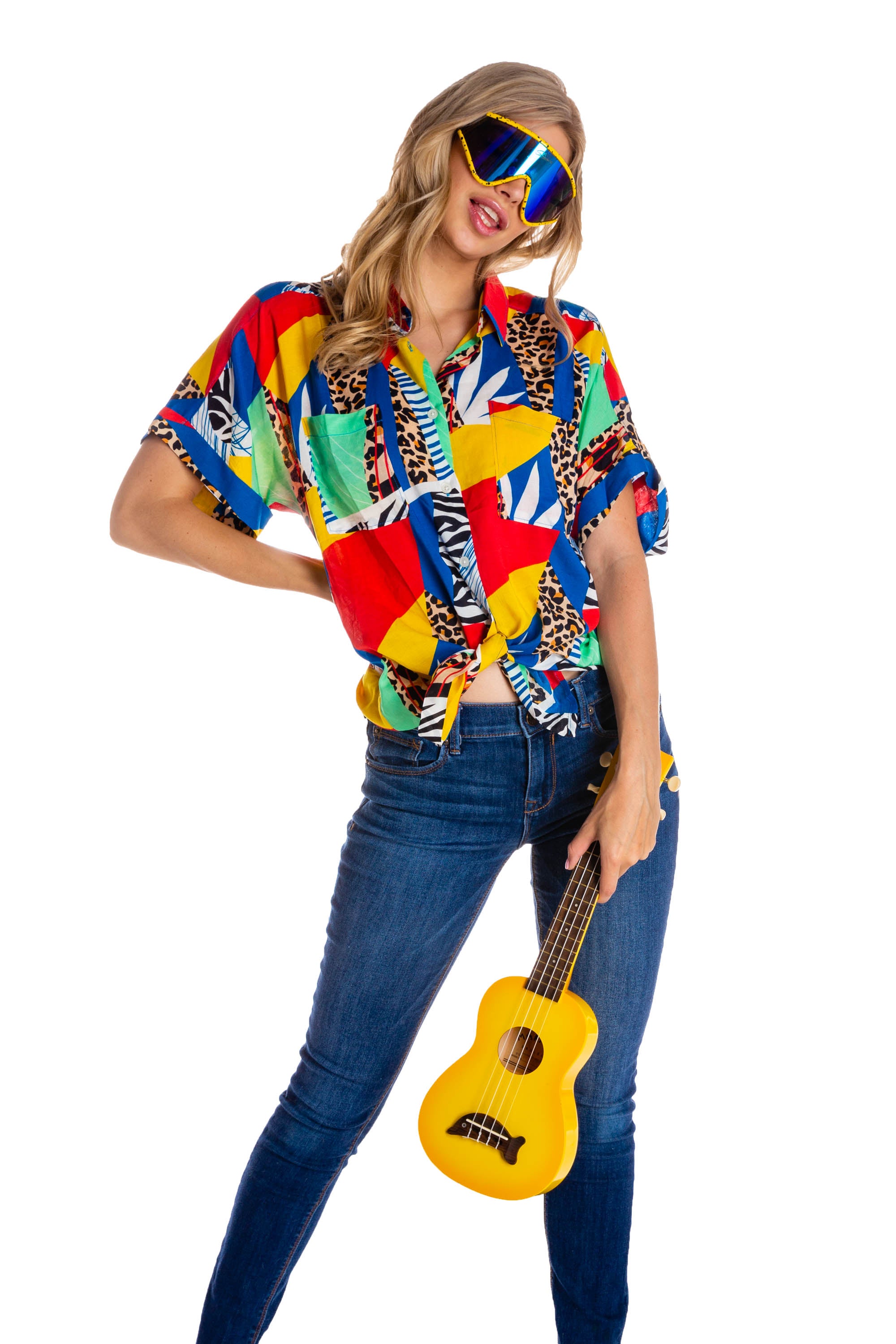 Not Your Grandma's | Women's Vintage Mosaic Hawaiian Shirt | Size XS | Multicolor | Shinesty