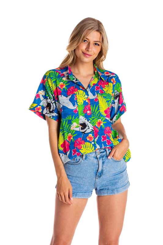 Hungry Eyes | Ladies Shark Hawaiian Shirt