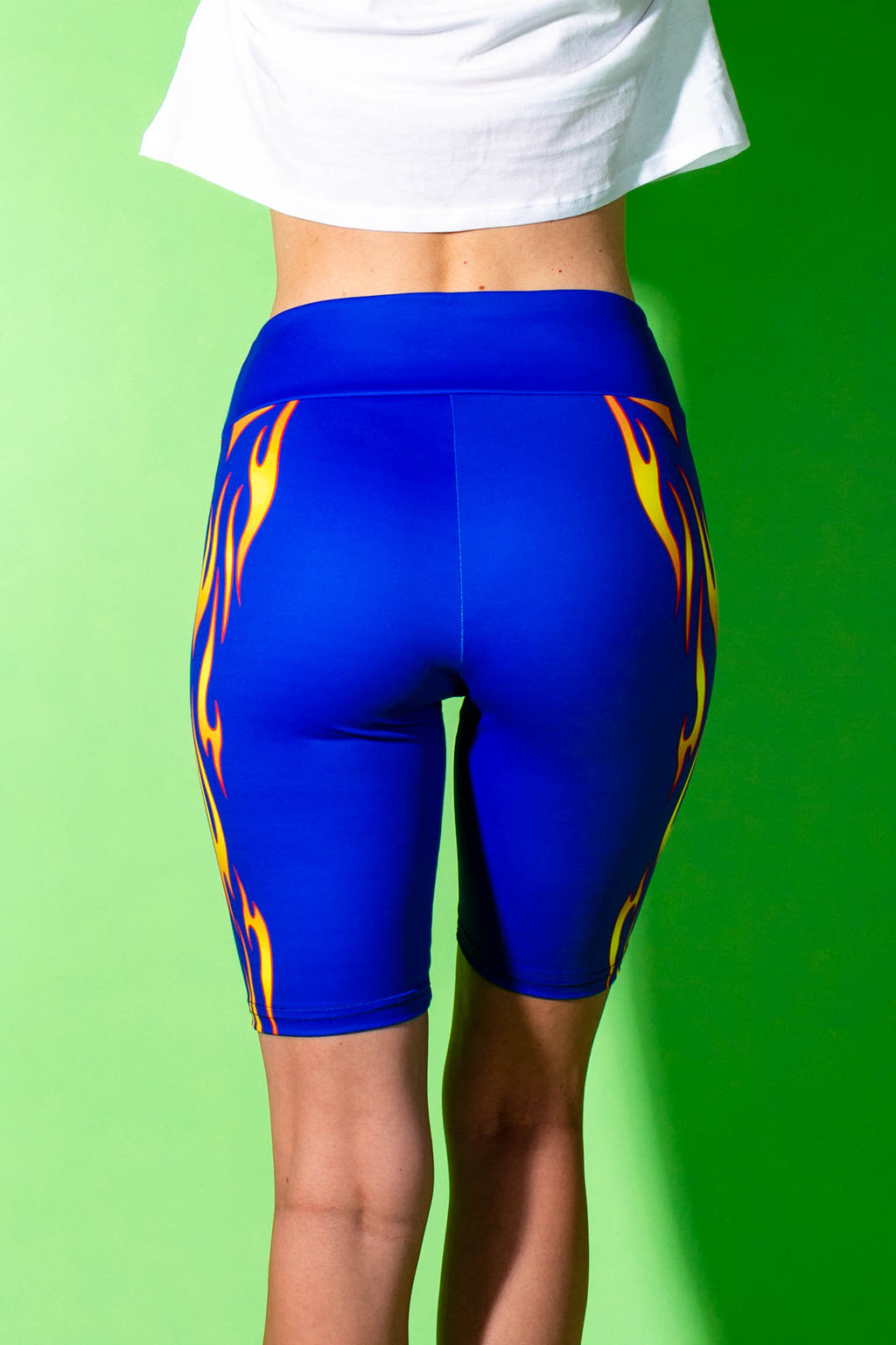 back of women's flame bike shorts