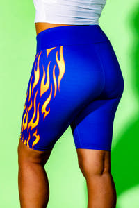 back side flavortown flaming bike shorts