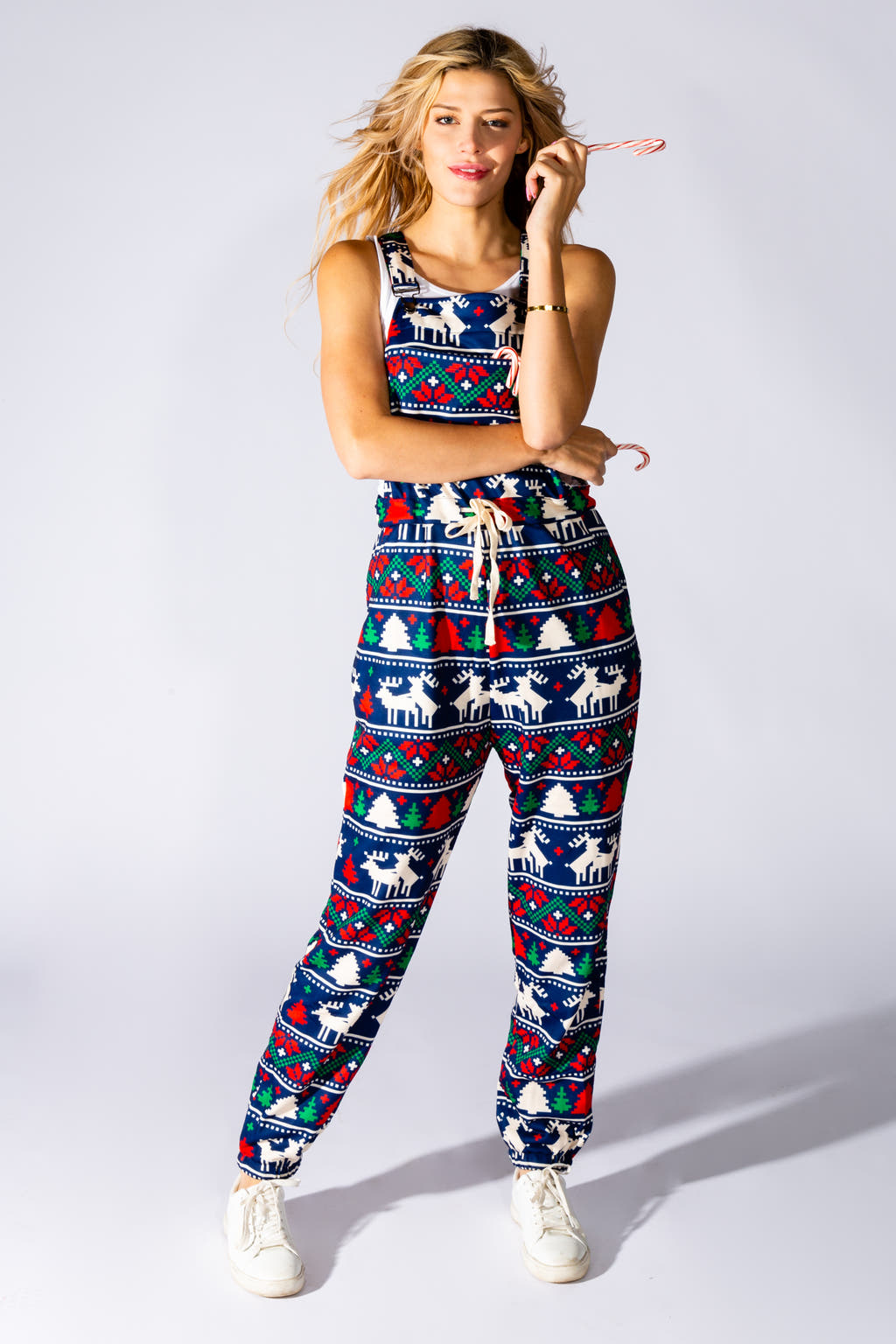 Deer Themed Holiday Pajamaralls for Women
