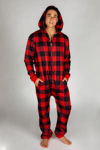  red plaid men's adult onesie