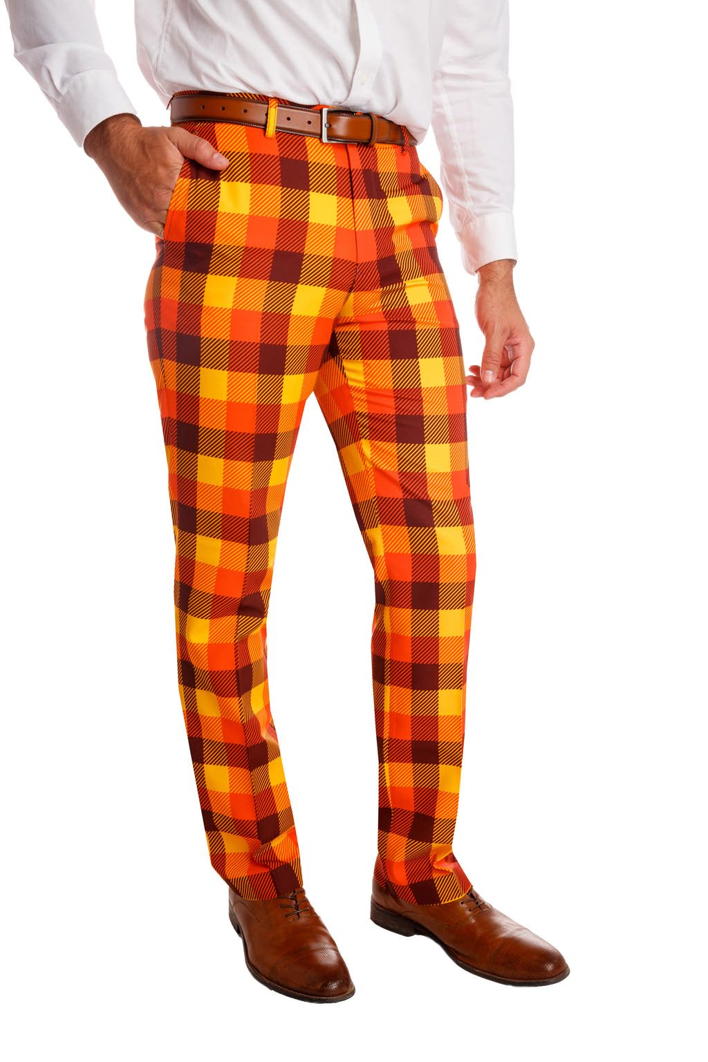 Orange and Yellow Plaid 70s Suit Pants