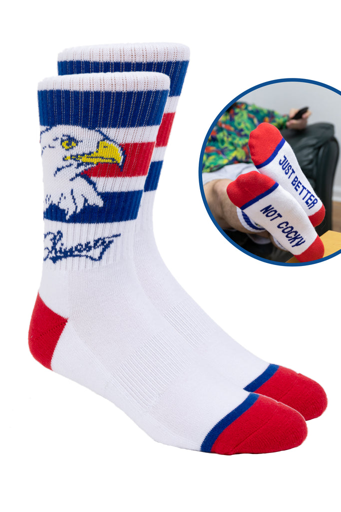 Download Red, White and Blue Bald Eagle Socks | Not Cocky Just Better