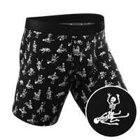 The Bare Back Bones Glow in the Dark Skeletons Long Leg Ball Hammock Pouch Underwear With Fly