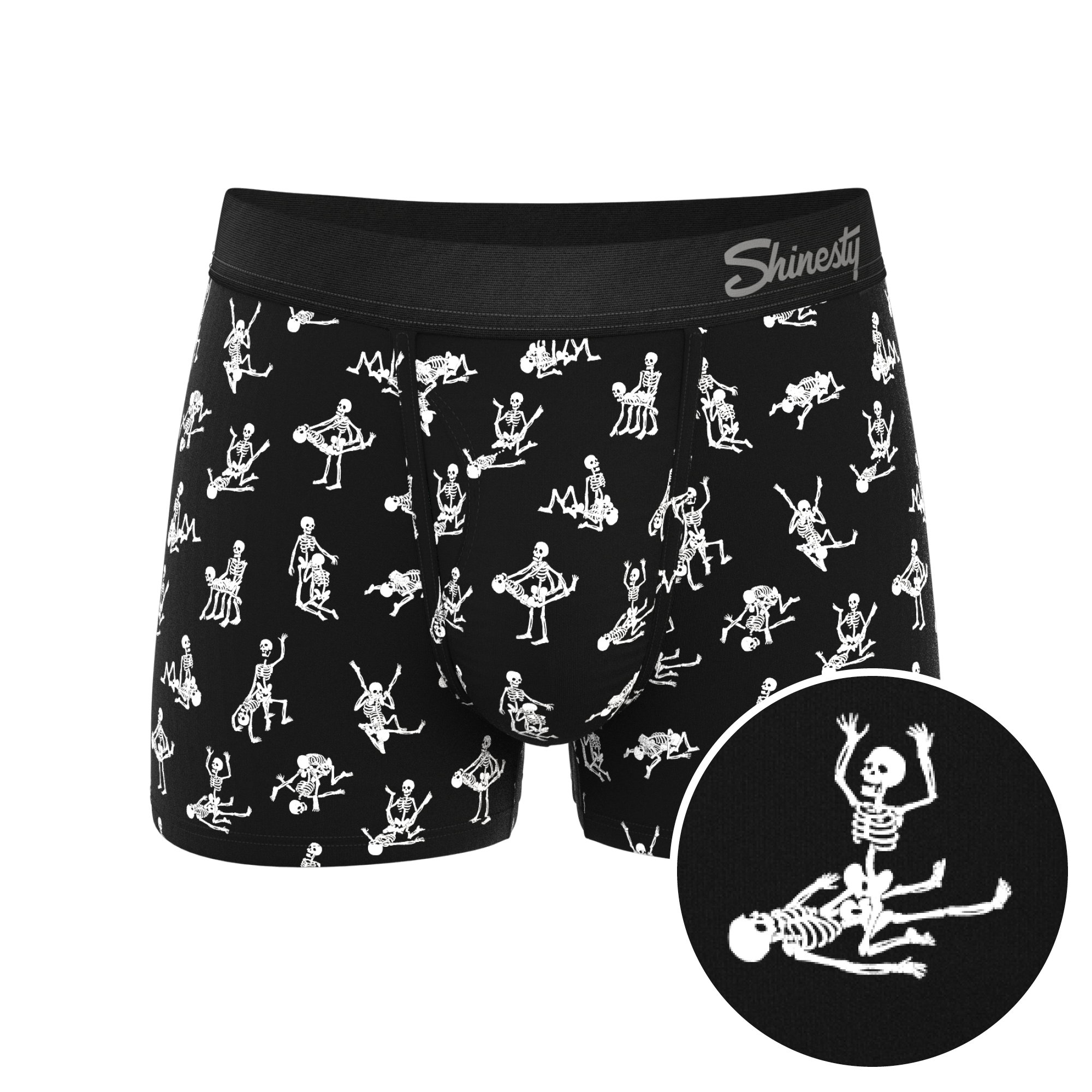 The Bare Back Bones | Glow in the Dark Skeletons Ball Hammock® Pouch Trunks Underwear - Shinesty product image