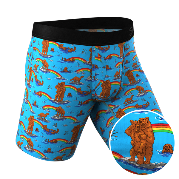 The Bear | Bear and Otter Rainbow Long Leg Ball Hammock® Pouch Underwear With Fly