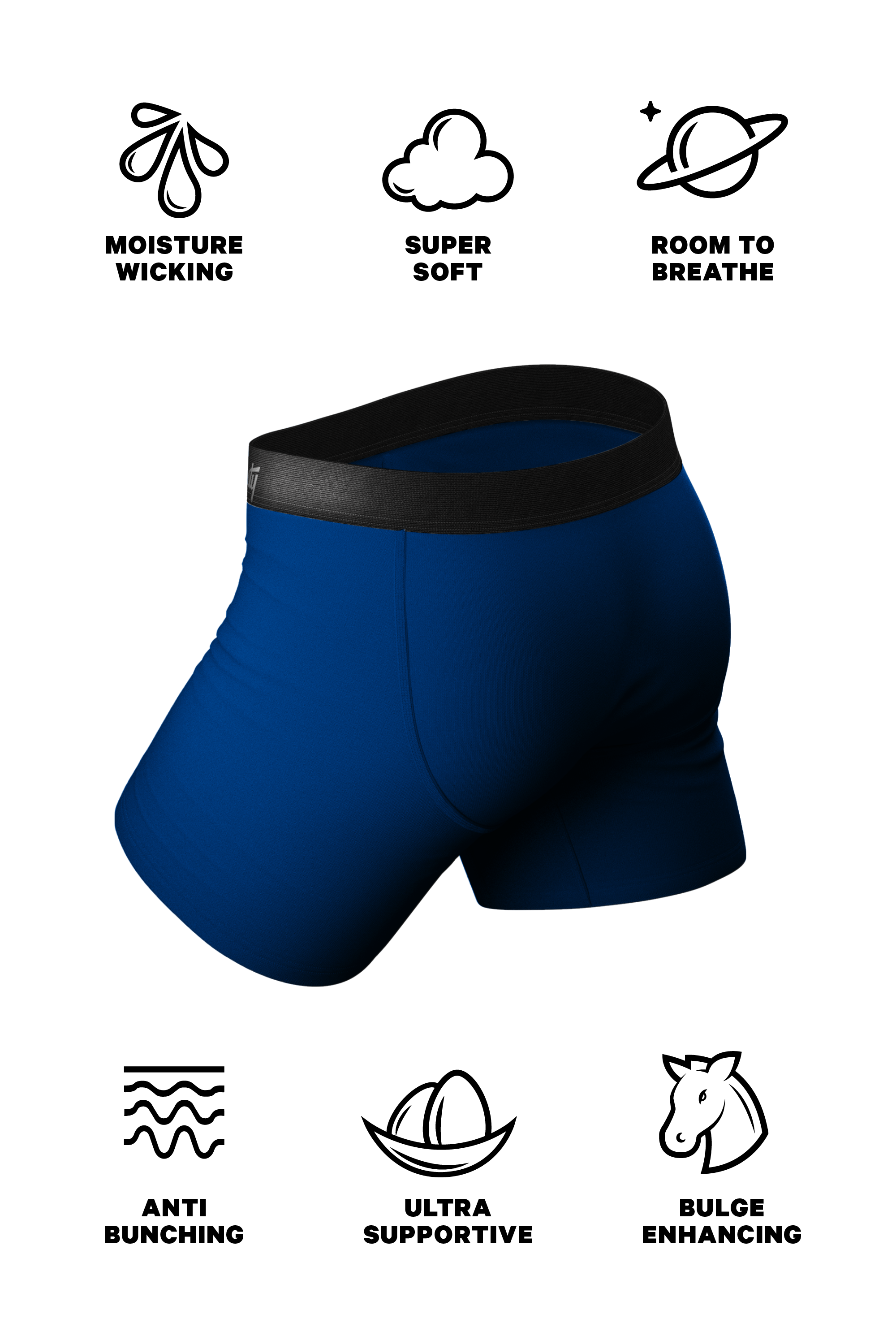 The Big Blue - Shinesty Dark Blue Ball Hammock Pouch Underwear 2X 