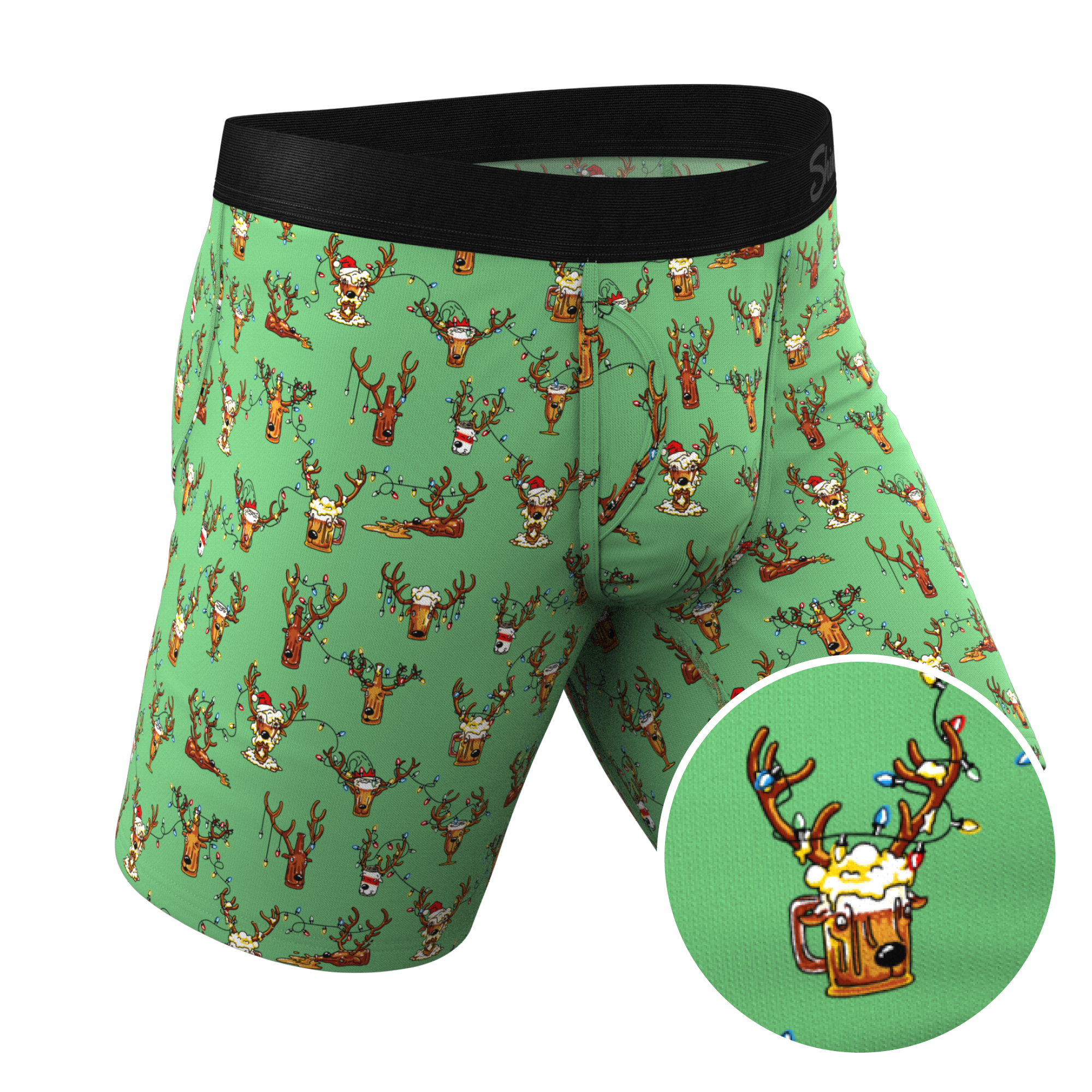 Reindeer Beer Long Leg Ball Hammock® Pouch Boxers With Fly