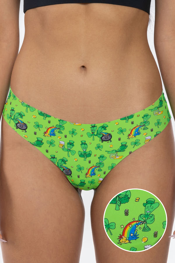 The 3 Leafs To The Wind | St. Patrick's Day Clovers Seamless Thong