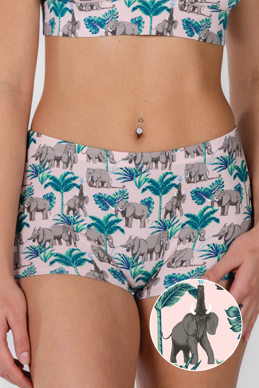 Tropical Pink Elephant Boyshort Underwear