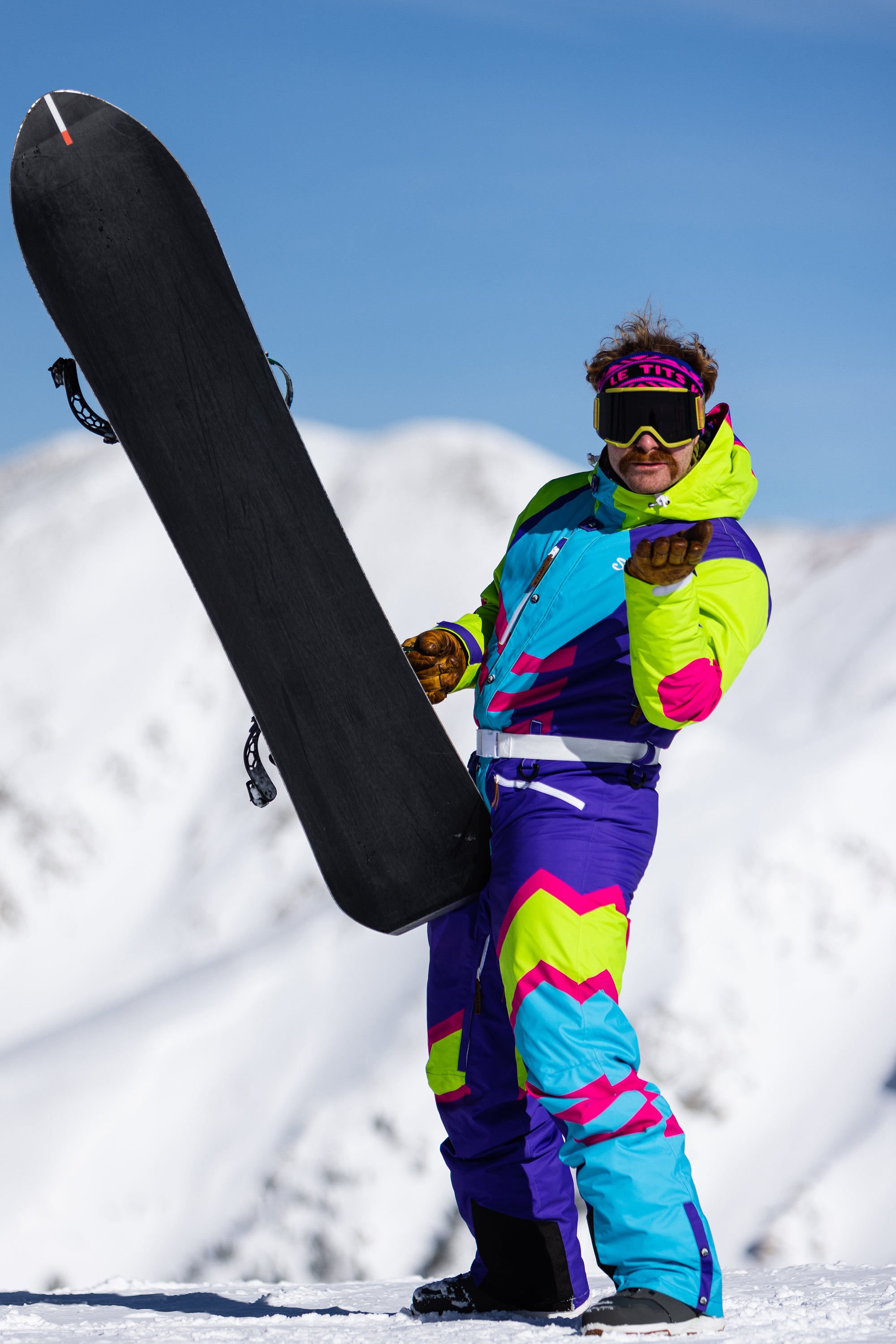 The Chute Your Shot | Men's Neon Purple Retro Ski Suit