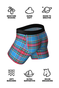 blue with red and green plaid design underwear