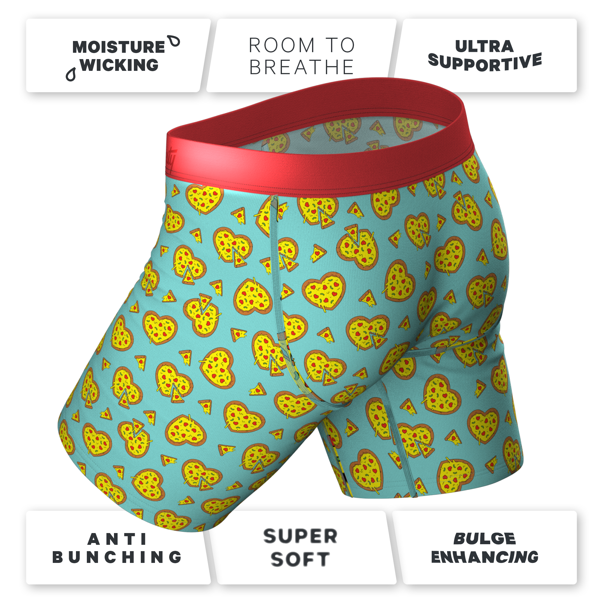 Pizza Hearts Long Leg Ball Hammock® Pouch Underwear With Fly