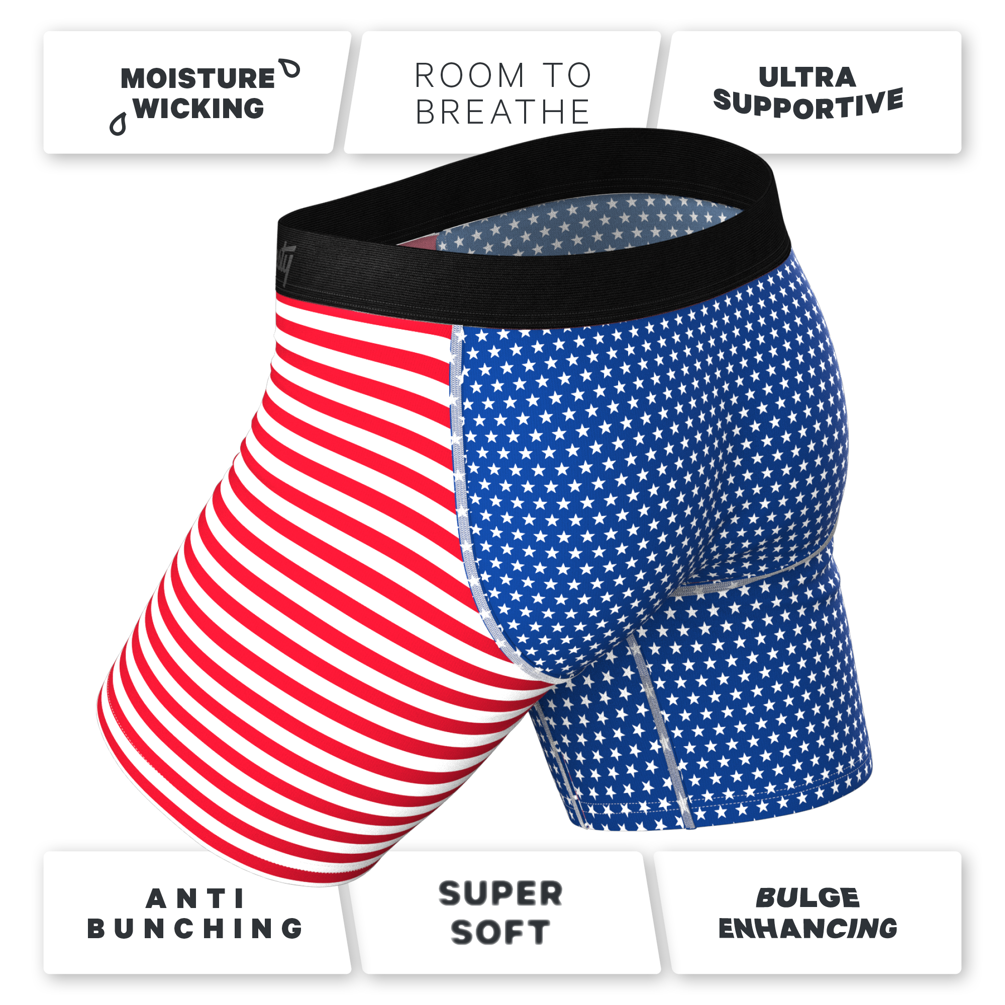 USA Flag Long Leg Ball Hammock® Pouch Underwear With Fly