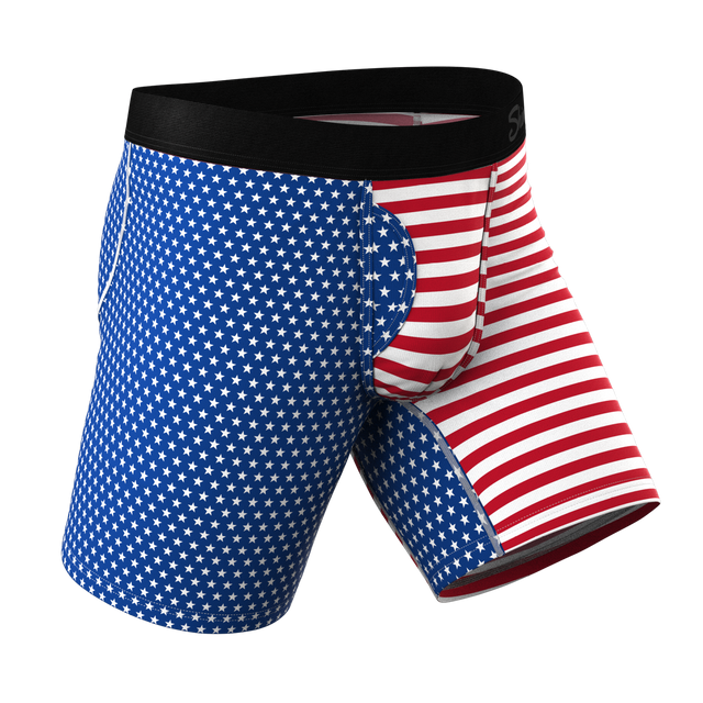 USA Flag Long Leg Ball Hammock® Pouch Underwear With Fly