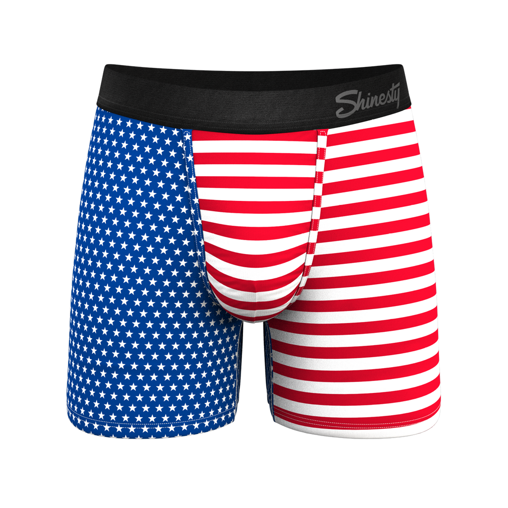 Mens Yellow Patriotic US Flag Bacon Boxer Briefs Underwear Medium