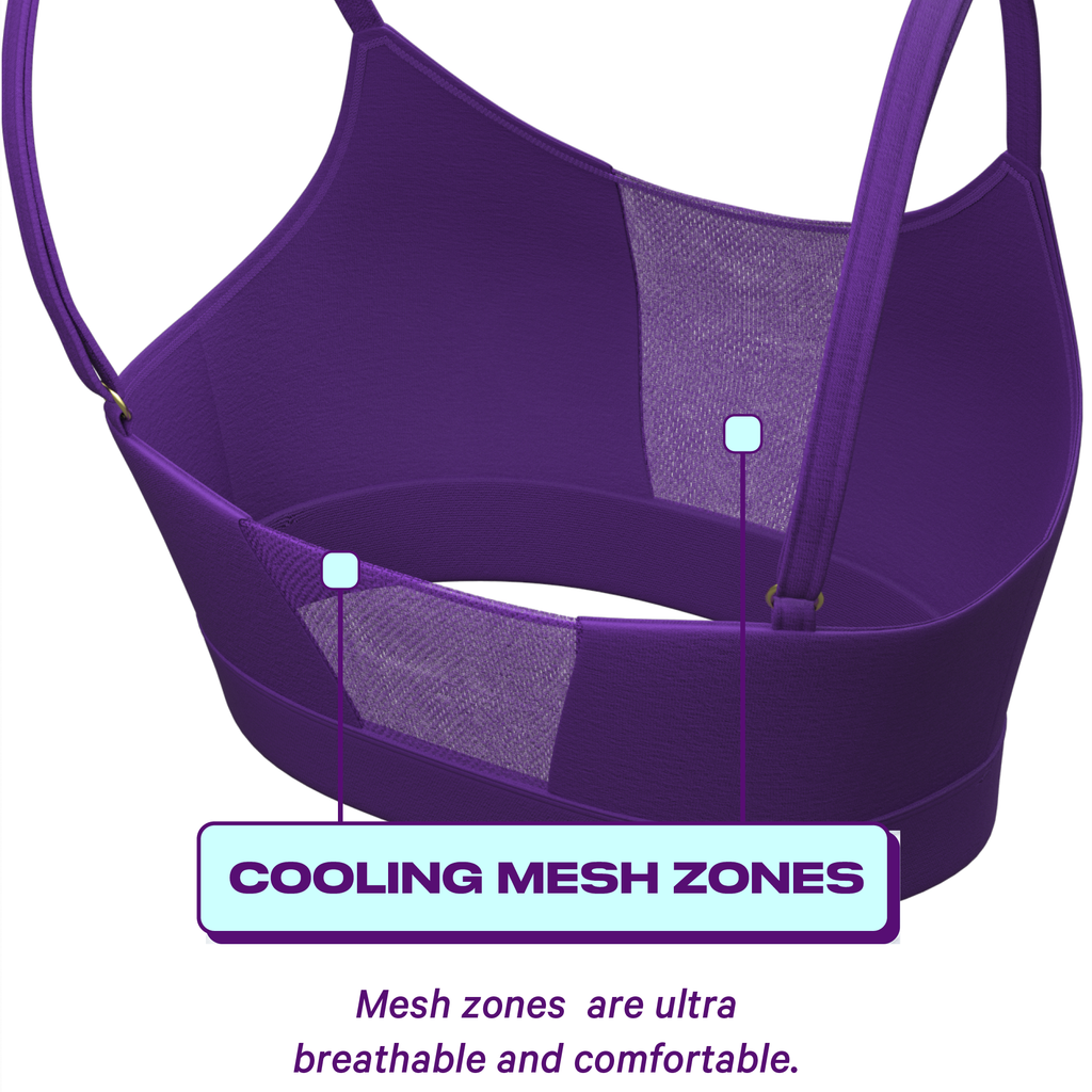 plain dark purple bralette with cooling mesh zones