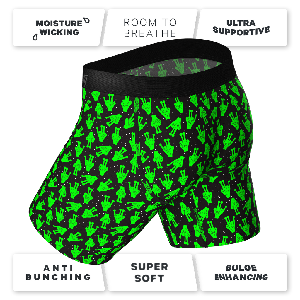 super soft alien hands pouch underwear with a fly
