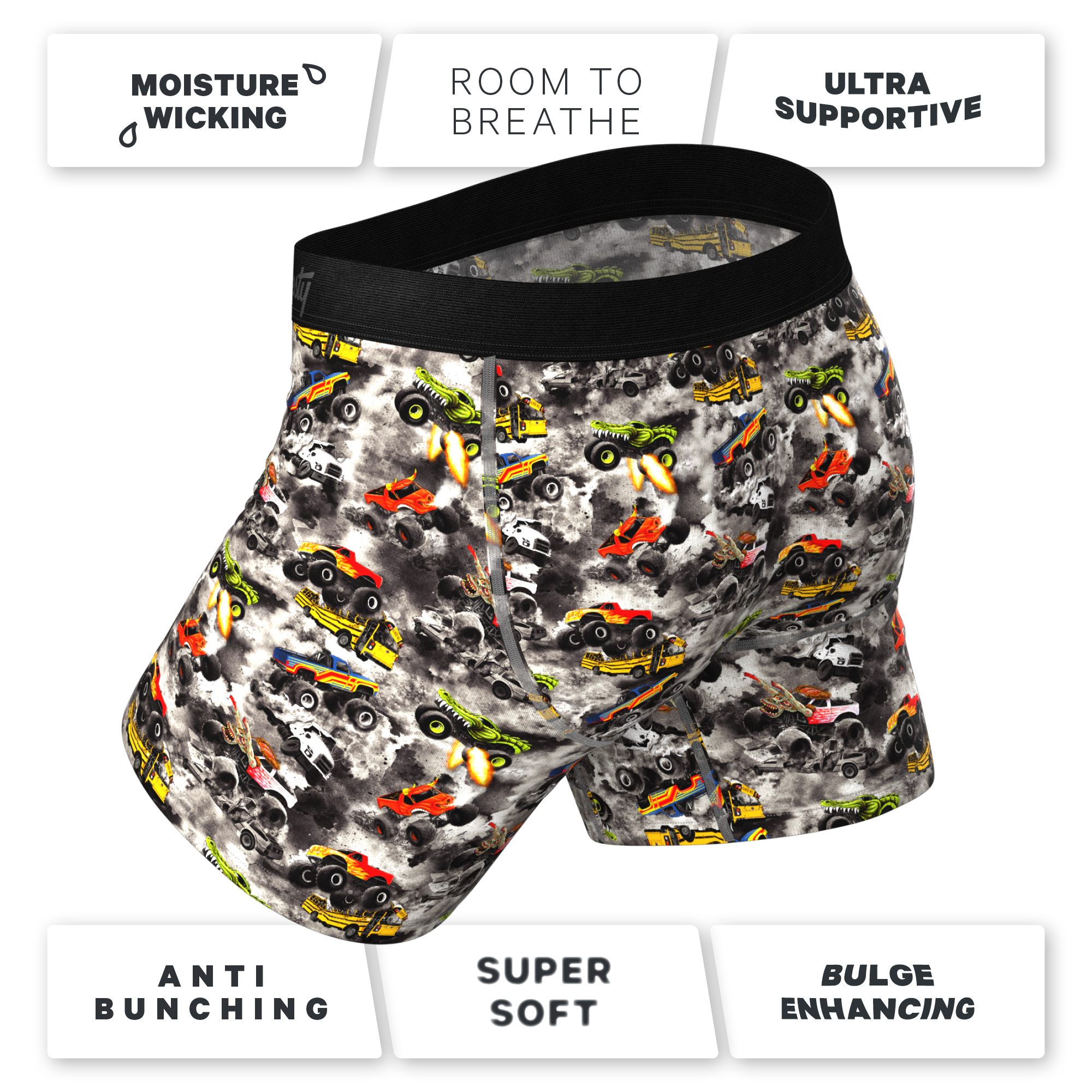 Men's Monster Jam Underwear Cartoon Monster Truck Novelty Boxer