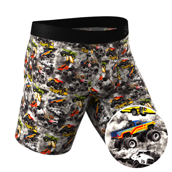 The Here Be Monsters | Monster Truck Long Leg Ball Hammock® Pouch Trunks Underwear With Fly