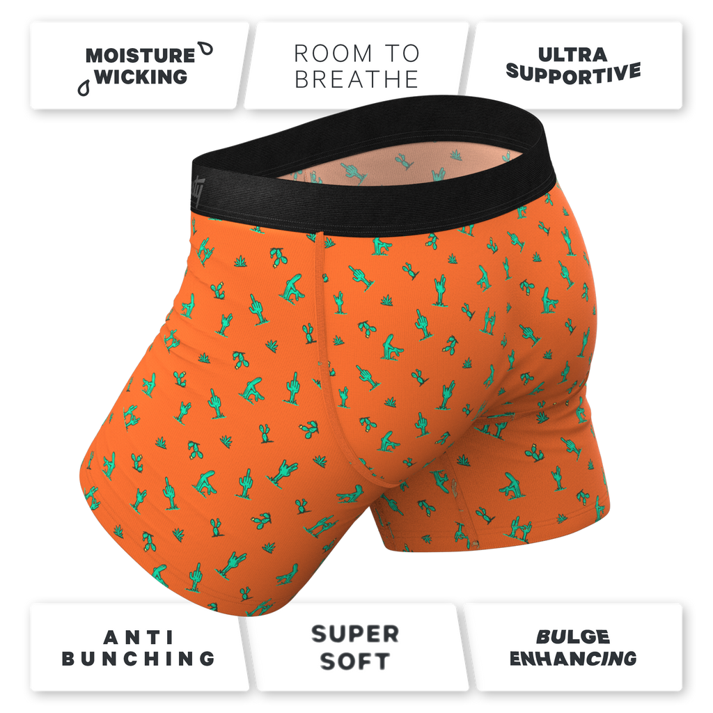 Super soft orange pouch underwear with fly