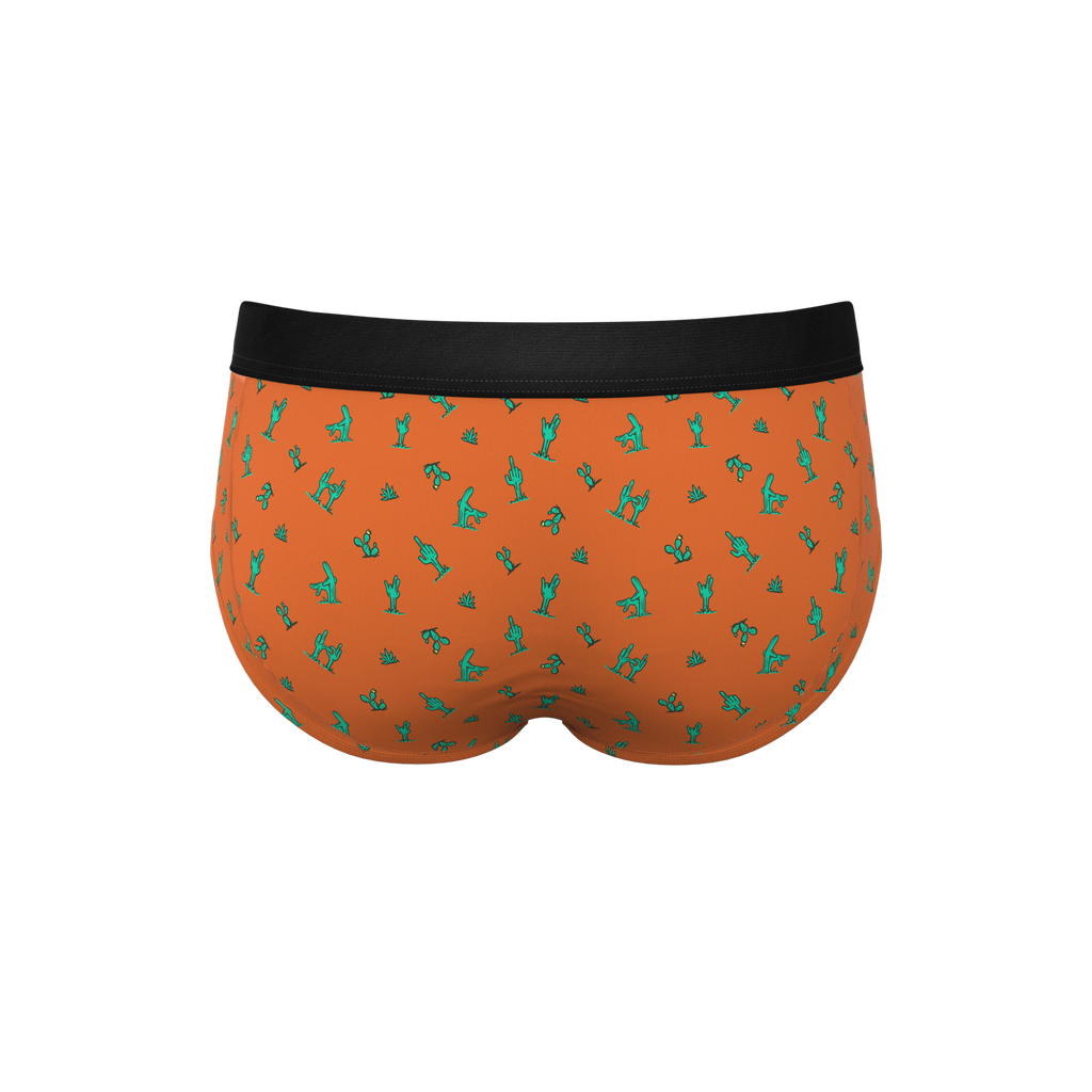 Orange and green pouch underwear briefs