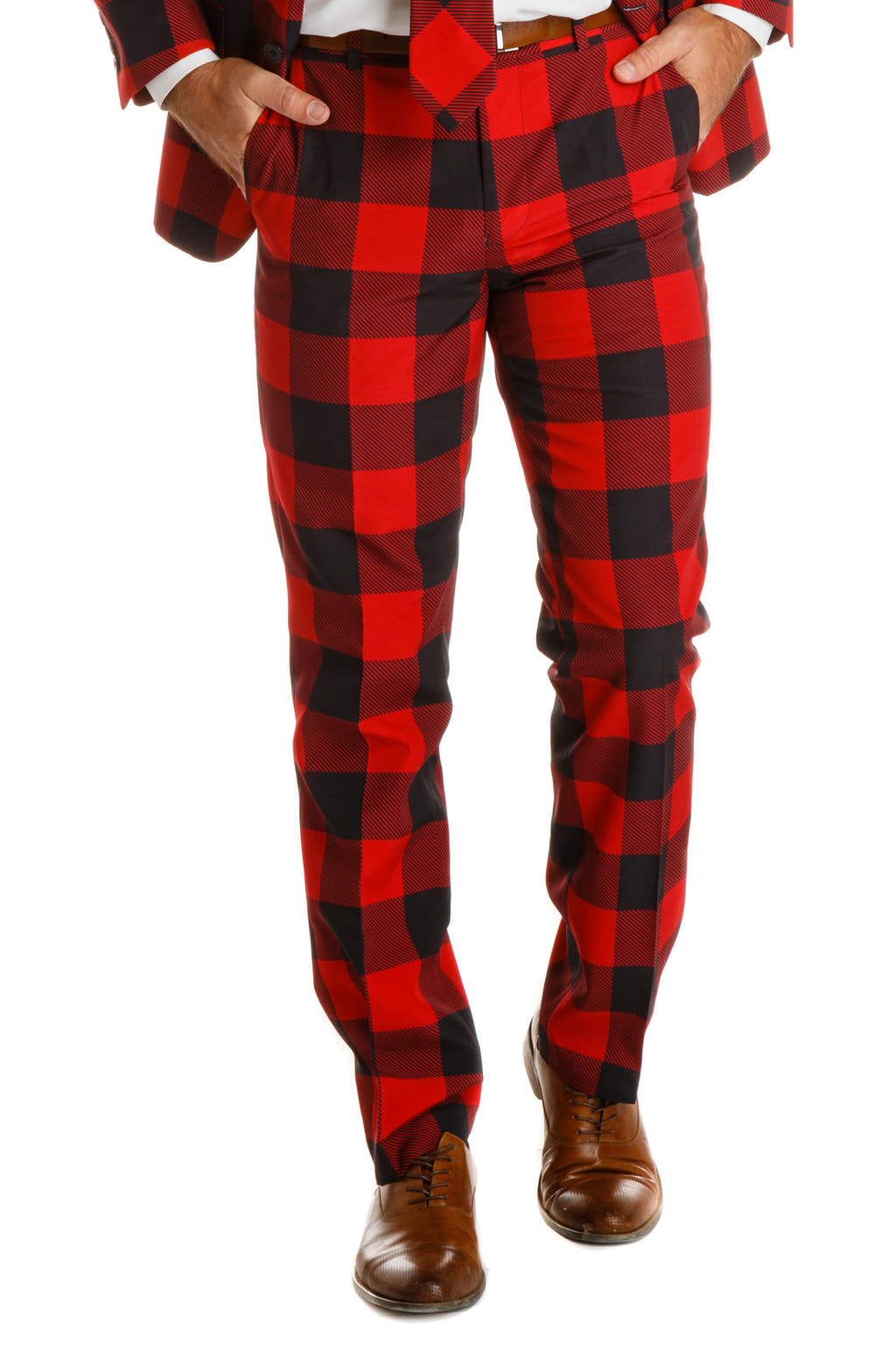 Red and Black Checkered Suit Pants
