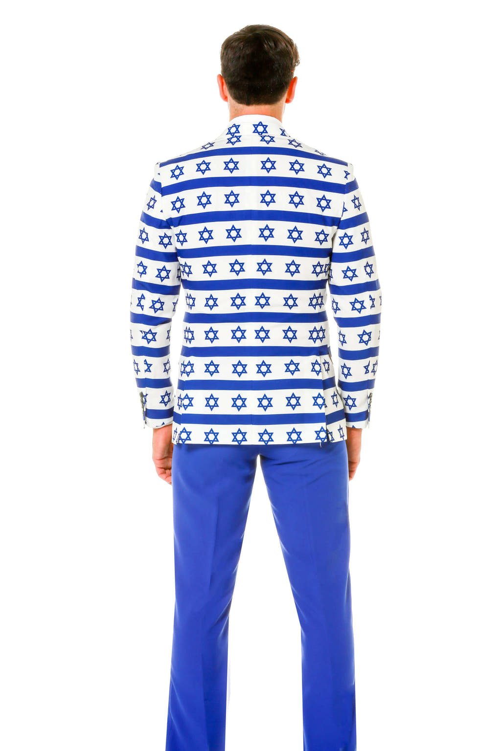 Back of Blue Star Of David Hanukkah Suit