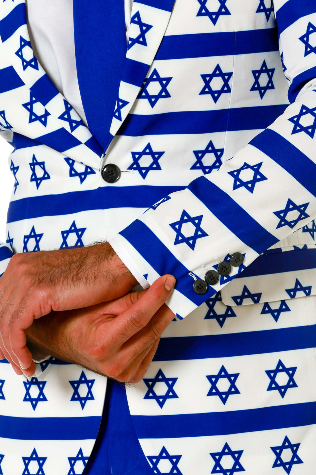 Blue and White Jewish Hanukkah Suit Cuffs and Details 
