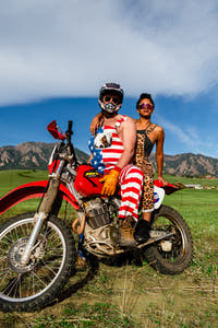 Men's red, white and blue overalls 