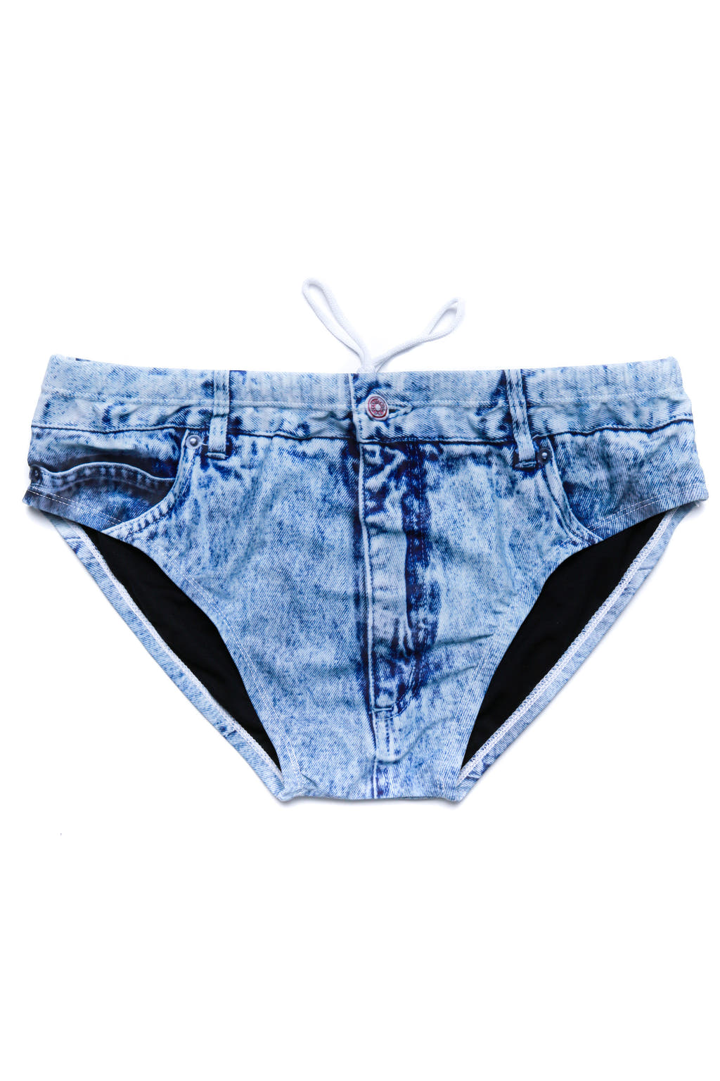 denim patterned swim brief