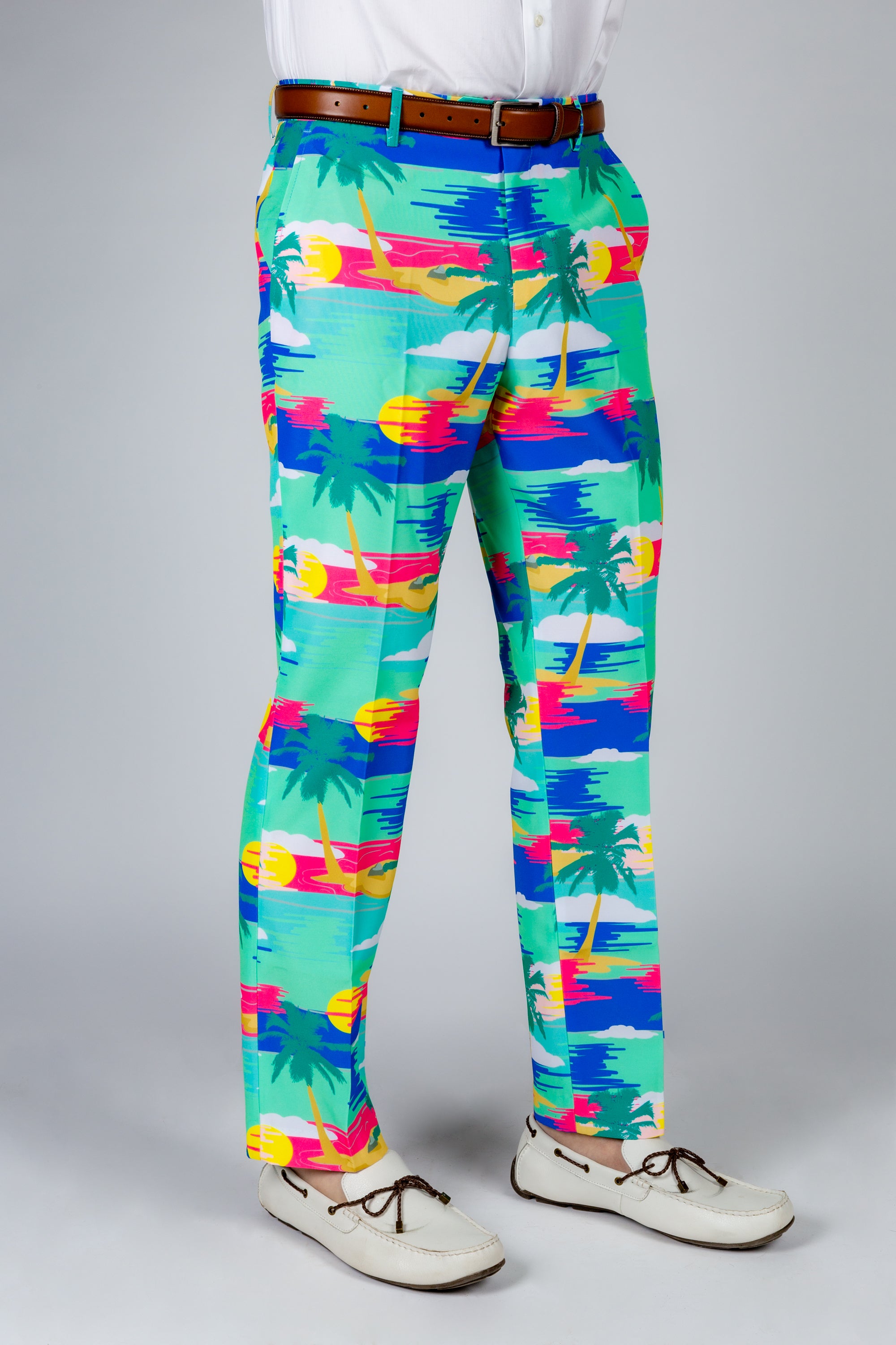 Teal Abstract Tropical Island Pants | The Island In The Sun