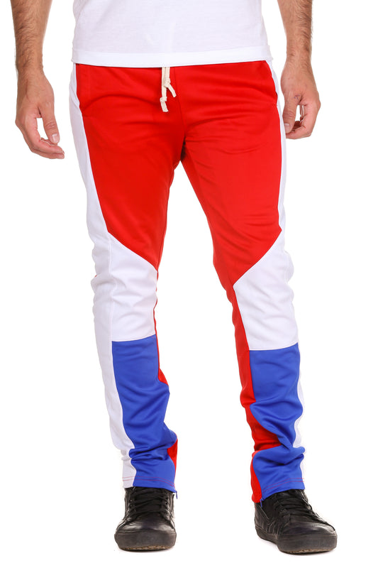 blue red and white track pants