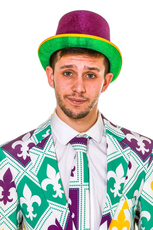 The Monopoly Man Green And Purple Mardi Gras Top Hat